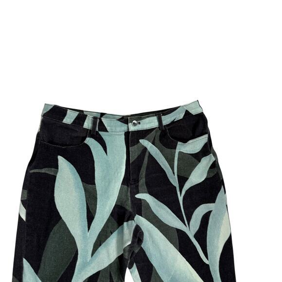 The Kit Cropped Jeans Size 18 Aqua‎ Leaf Print - Picture 2 of 7